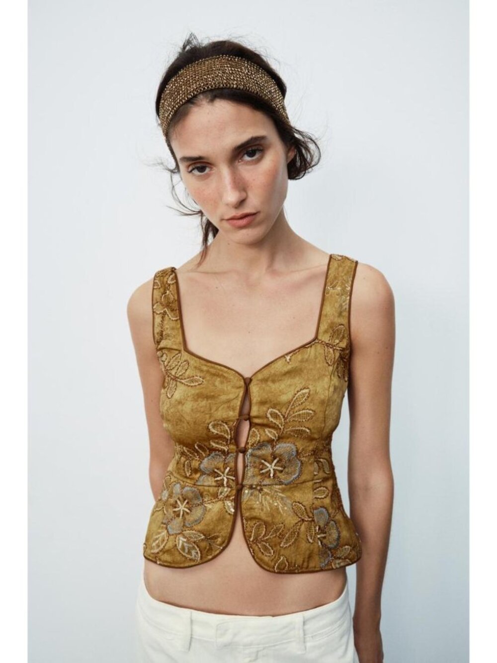 ZARA BEADED EMBROIDERED VEST TOP 1067/626/703